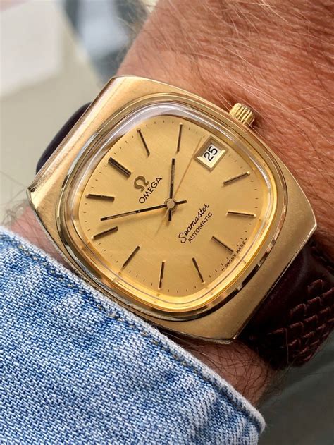 omega seamaster gold square face|old omega watch identification.